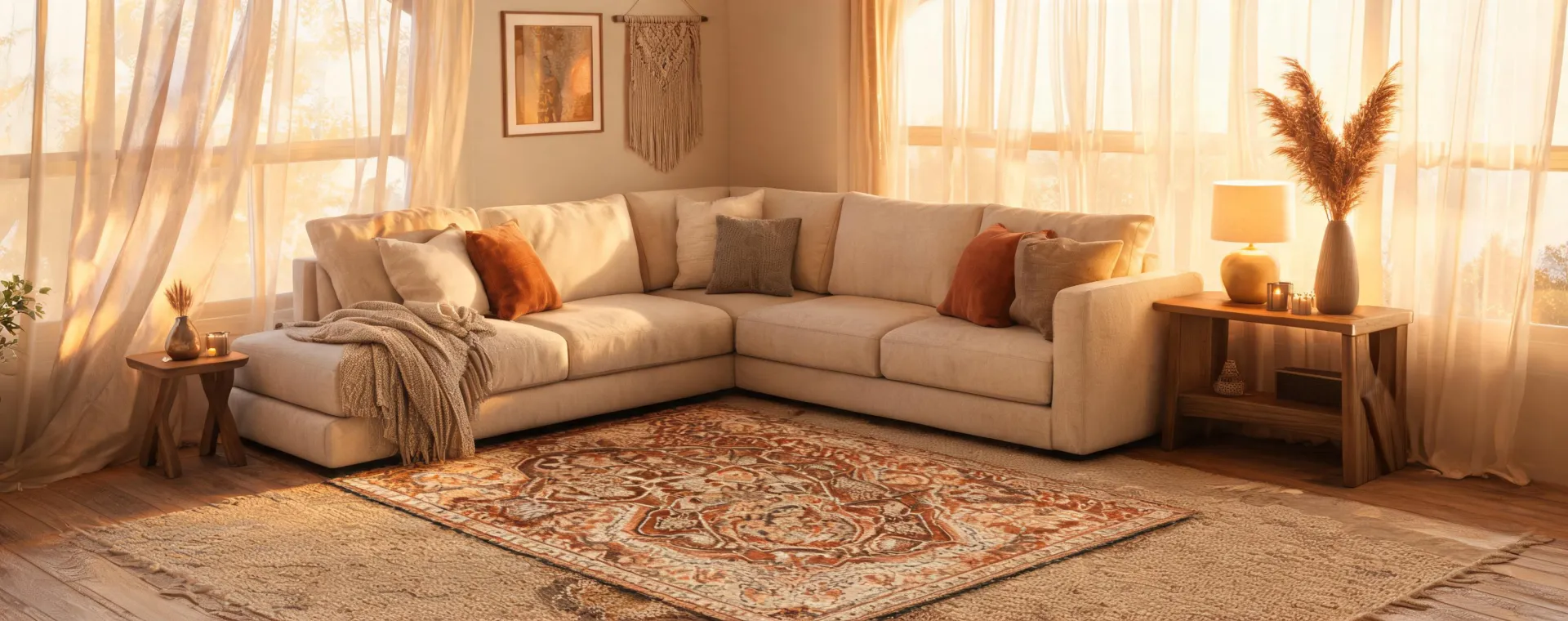 Finished living room with Nourison rug